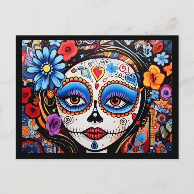 Benutzerdefinierter Text 💀 Día de Muertos Postkarte (Vorderseite)