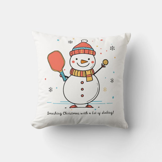 Benutzerdefinierter Text Dinking Snowman Kissen (Vorderseite)