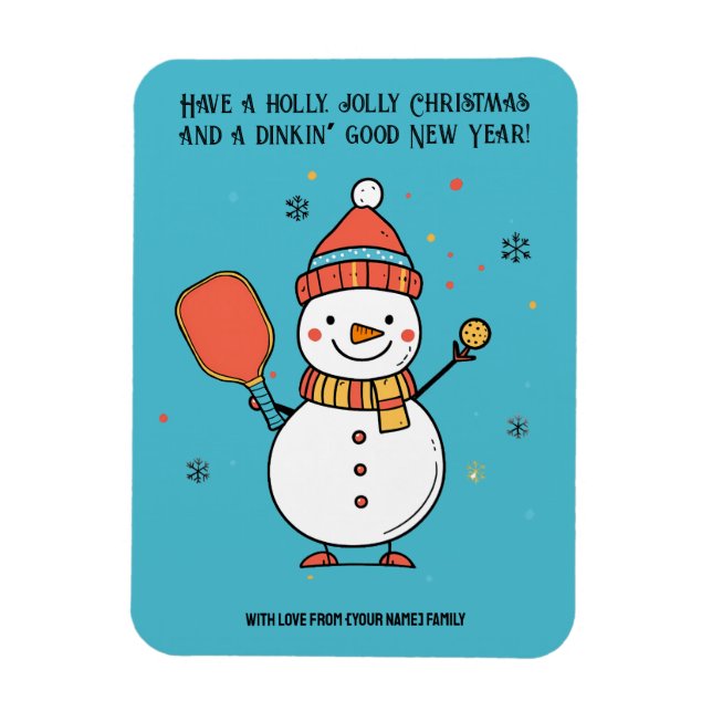 Benutzerdefinierter Text Dinking Snowman Magnet (Vertikal)