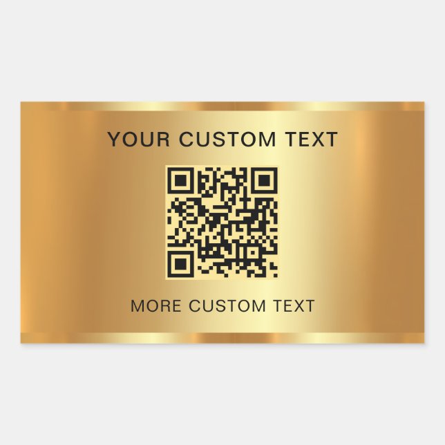 Benutzerdefinierter Text Eleganable QR Code Gold L Rechteckiger Aufkleber (Vorderseite)