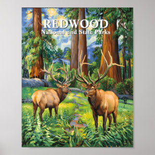 Benutzerdefinierter Text Elk Redwood California Wa Poster