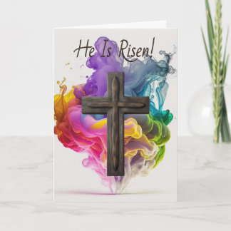 Benutzerdefinierter Text 'Er ist Risen' Regenbogen Karte
