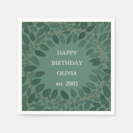 Benutzerdefinierter Text Eukalyptus Frame Napkin - Serviette