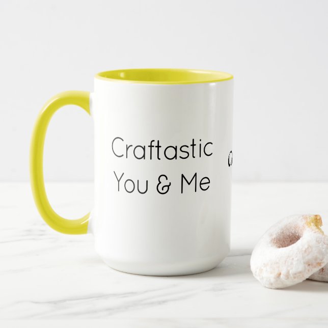 Benutzerdefinierter Text, farbenfrohe Craftastic Y Tasse (Mit Donut)