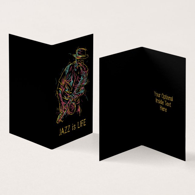 Benutzerdefinierter Text Farbiger Jazzplayer (Innenseite und Außenseite)