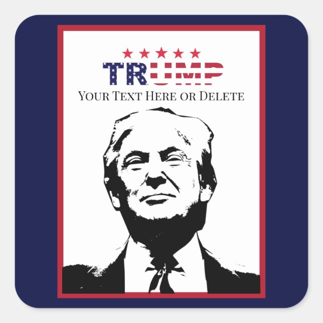 Benutzerdefinierter Text/FarbTrump '24 Foto Rot We Quadratischer Aufkleber (Vorderseite)