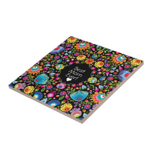 Benutzerdefinierter Text, Folklore-Blume Fliese