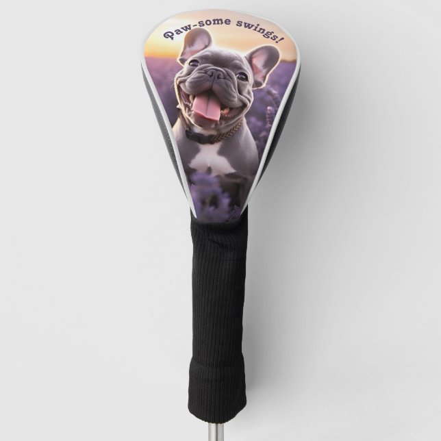 🐕 benutzerdefinierter Text, französischer Welpe Golf Headcover (Vorderseite)