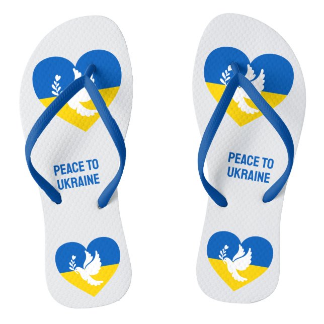 Benutzerdefinierter Text Frieden für die Ukraine Flip Flops (Fußbett)