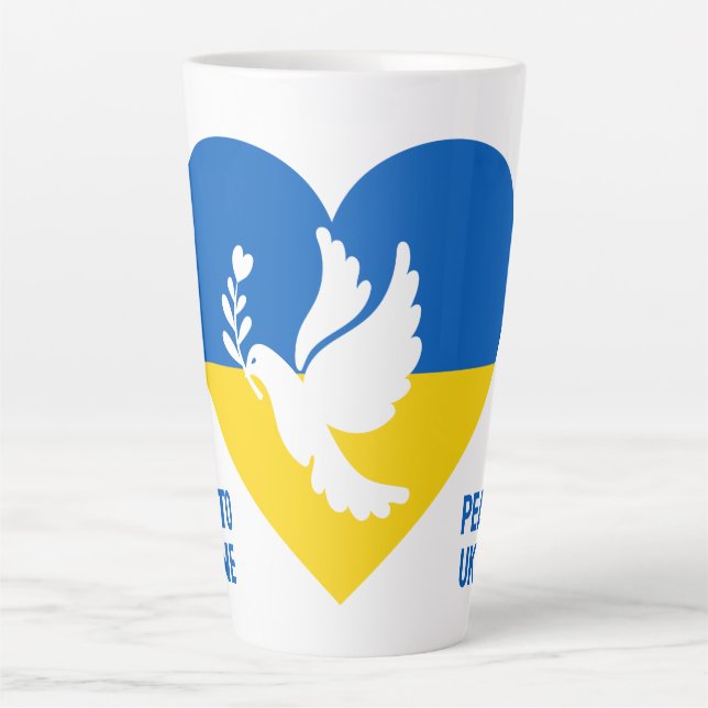 Benutzerdefinierter Text Frieden für die Ukraine Milchtasse (Vorderseite)