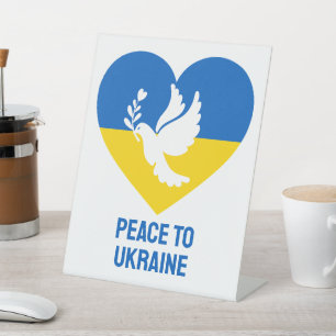 Benutzerdefinierter Text Frieden für die Ukraine Sockelschild