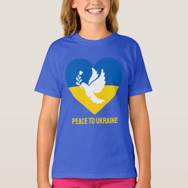 Benutzerdefinierter Text Frieden für die Ukraine T-Shirt (Vorderseite)