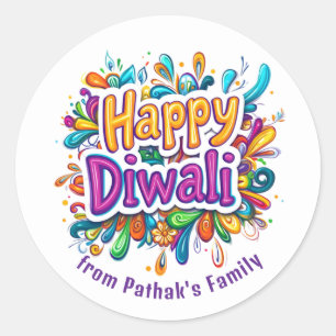Benutzerdefinierter Text, Frohes Diwali-Wirbel- un Runder Aufkleber