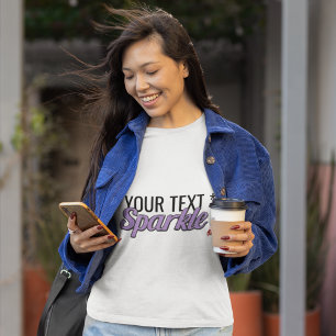 Benutzerdefinierter Text Funkeln violetter Glitter T-Shirt