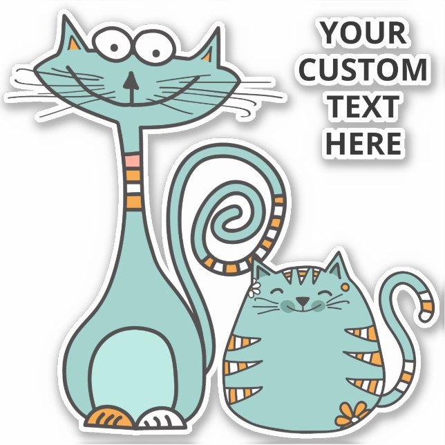 Benutzerdefinierter Text Funny Cats Aufkleber (Vorderseite)