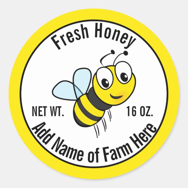 Benutzerdefinierter Text für das Honey-Jar-Label Runder Aufkleber (Vorderseite)
