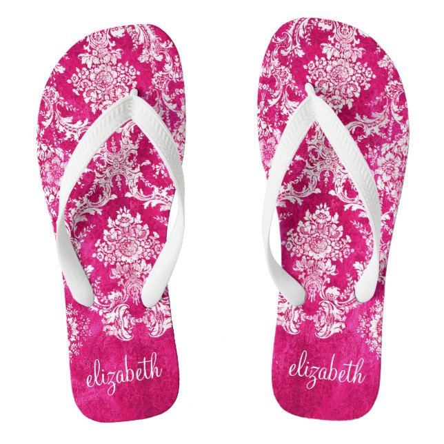 Benutzerdefinierter Text für das Muster des rosa G Flip Flops (Fußbett)