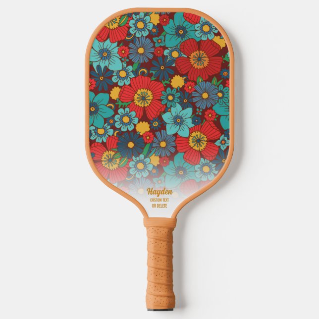 Benutzerdefinierter Text für das Retro-Boho-Chic-M Pickleball Schläger (Vorderseite)