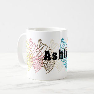 Benutzerdefinierter Text für die farbige Kontur vo Kaffeetasse