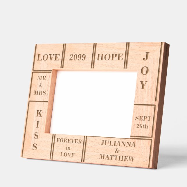 Benutzerdefinierter Text für Hochzeiten oder Jahre Geätzte Rahmen (Links)