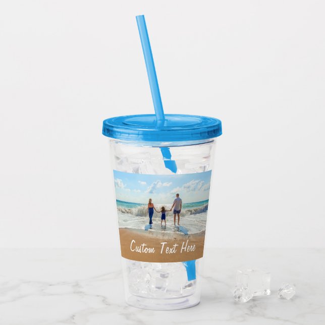 Benutzerdefinierter Text für Ihr Lieblings-Foto Acryltrinkbecher (Vorderseite Ice)