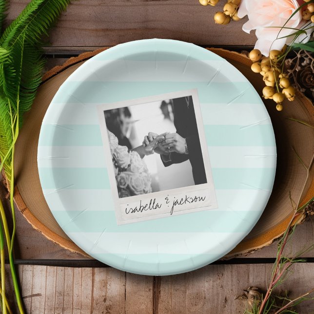 Benutzerdefinierter Text für Instagram-Foto Pappteller (Personalized Wedding and Anniversary Party Plates)