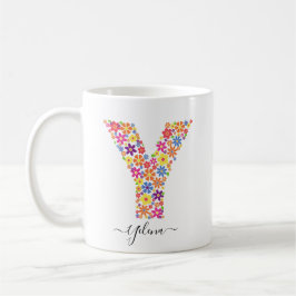 Benutzerdefinierter Text für Monogramm-Blume - Blu Kaffeetasse