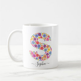 Benutzerdefinierter Text für Monogramm-Blume - Blu Kaffeetasse