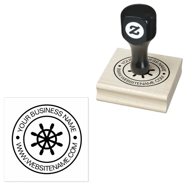 Benutzerdefinierter Text für Nautic Ships Wheel He Gummistempel (Stempel)