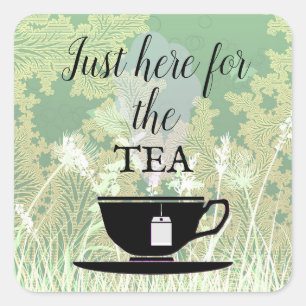 Benutzerdefinierter Text für Tee Retro Teacup Quadratischer Aufkleber