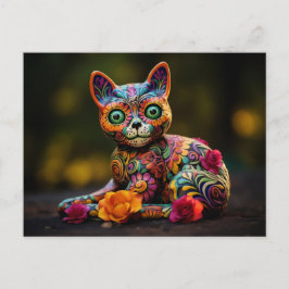 Benutzerdefinierter Text 💀 😺 Gato De Los Muertos Postkarte