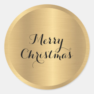 Benutzerdefinierter Text Glamour Faux Gold Frohe W Runder Aufkleber