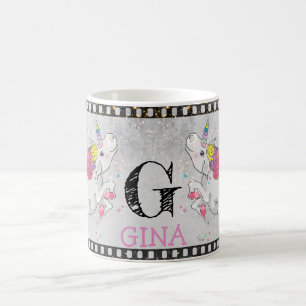 Benutzerdefinierter Text/ Glitzern Einhorn Regenbo Kaffeetasse