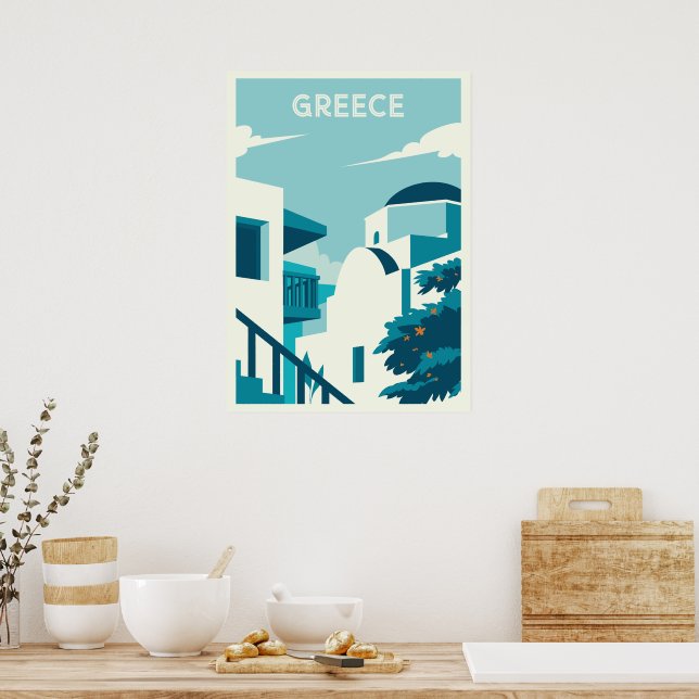 Benutzerdefinierter Text Griechenland Poster (Küche)