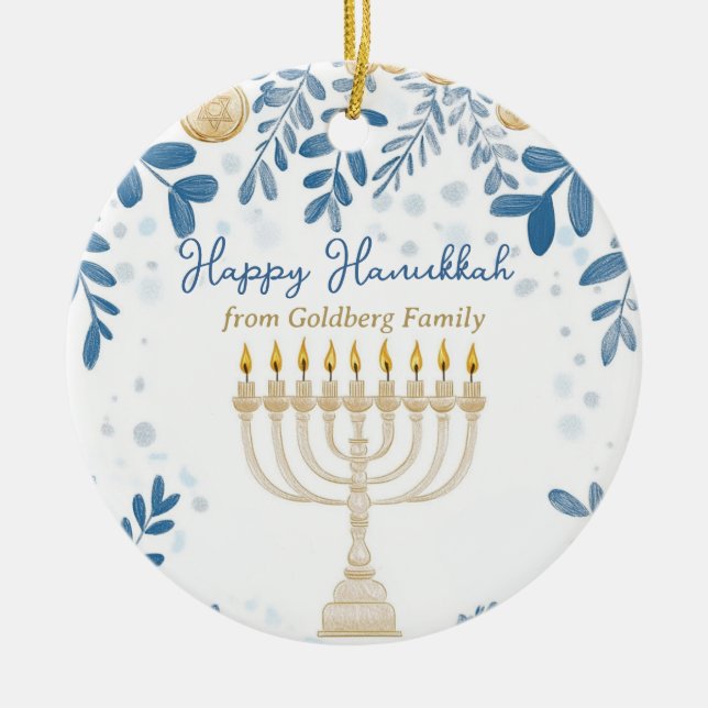 Benutzerdefinierter Text Hanukkah Harmony Ornament (Vorne)