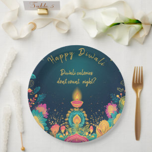 Benutzerdefinierter Text, Happy Diwali Pappteller