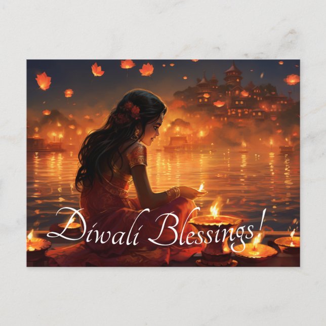 Benutzerdefinierter Text 🤩 Happy Diwali Postkarte (Vorderseite)