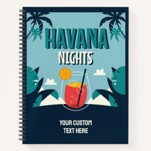 Benutzerdefinierter Text "Havana Nights" Notizbuch