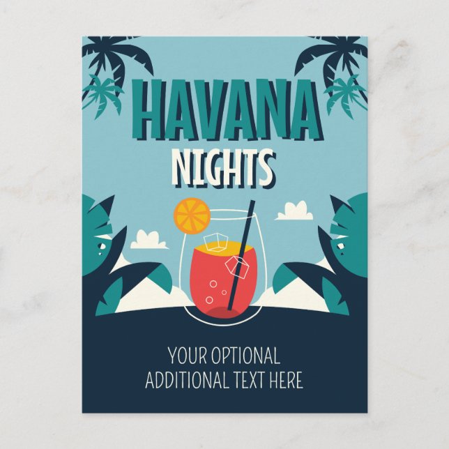 Benutzerdefinierter Text "Havana Nights" Postkarte (Vorderseite)