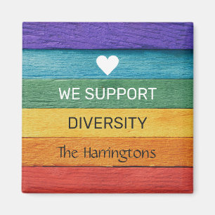 Benutzerdefinierter Text Holz-Textur Regenbogen Magnet