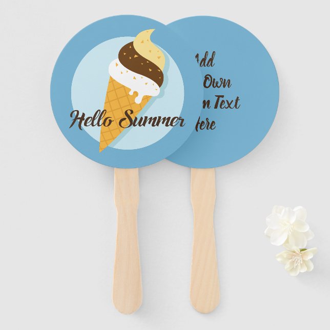 Benutzerdefinierter Text Ice Cream Hallo Fan Set Fächer (Vorne und Hinten)