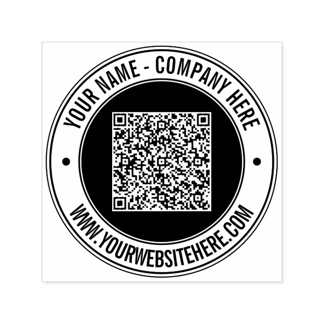 Benutzerdefinierter Text Ihre QR-Code-Farbe Runde  Permastempel (Design)