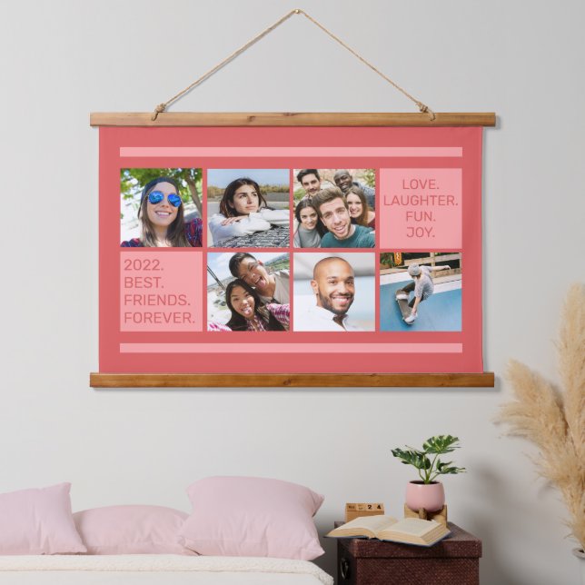 Benutzerdefinierter Text Ihrer FOTOS Wandteppich Mit Holzrahmen (Schlafzimmer)