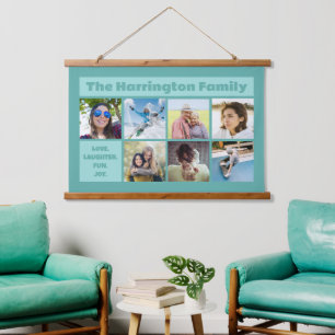 Benutzerdefinierter Text Ihrer FOTOS Wandteppich Mit Holzrahmen