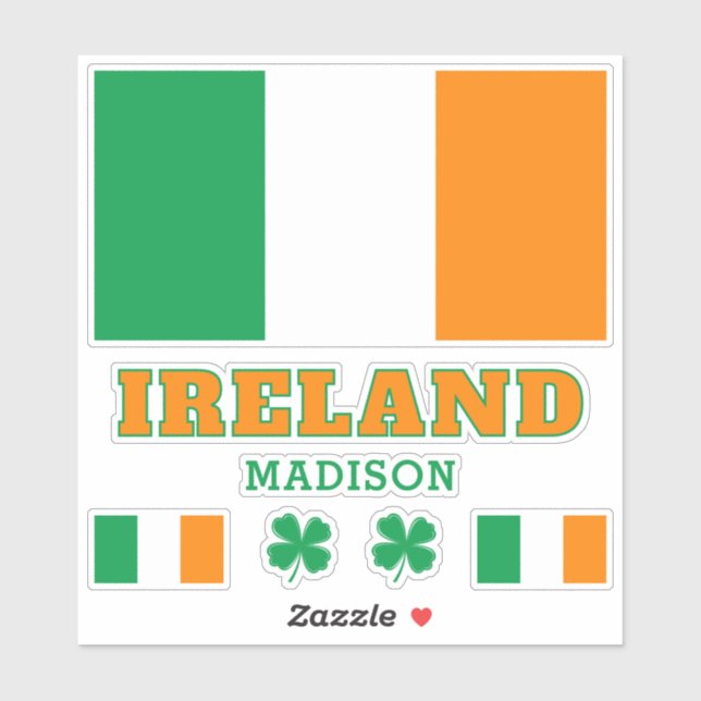 Benutzerdefinierter Text Irland Aufkleber (Blatt)