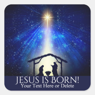 Benutzerdefinierter Text Jesus ist Geborener Weihn Quadratischer Aufkleber