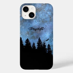 Benutzerdefinierter Text Kiefernwald Nacht Case-Mate iPhone 14 Hülle