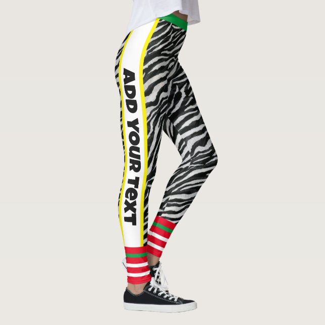 Benutzerdefinierter Text l Modernes Design l Zebra Leggings (Rechts)