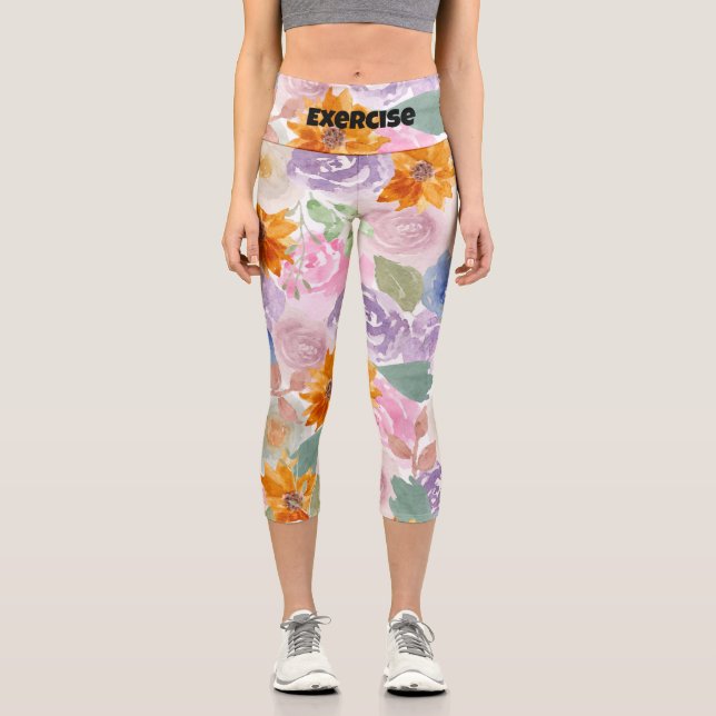 Benutzerdefinierter Text l Modernes und schönes Bl Capri Leggings (Vorderseite)
