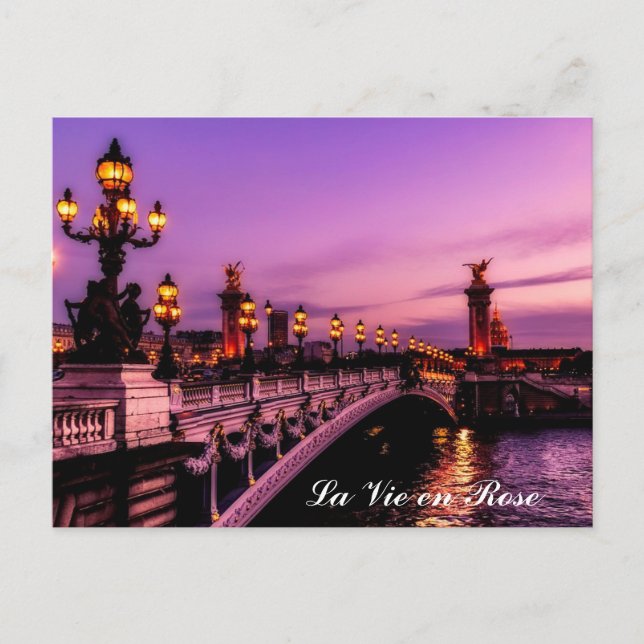 Benutzerdefinierter Text La Vie en Rose Seine Pari Postkarte (Vorderseite)